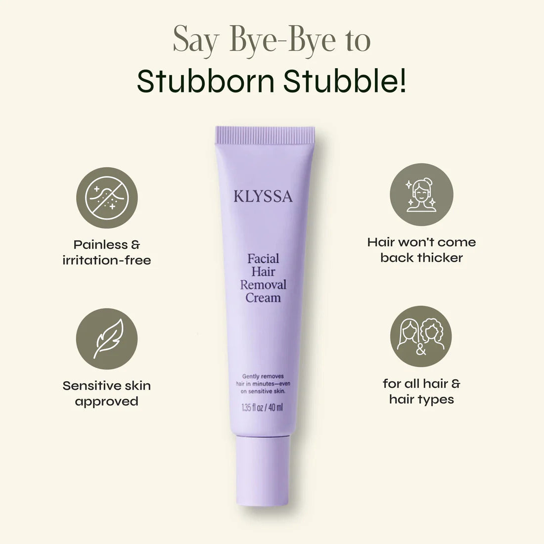 Klyssa Painless Facial Hair Removal Cream